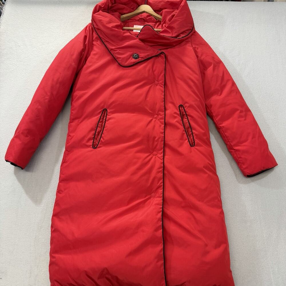 Orolay Womens Red Down Puffer Coat Jacket Size M Oversized Hood High Collar